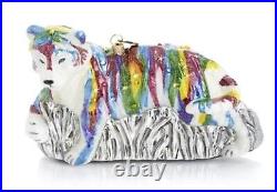 Jay Strongwater Glass Ornament Rainbow Tiger Sdh2152-202 New Free Shipping