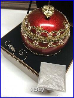 Jay Strongwater Globe Christmas Ornament with Swarovski Crystals 2002 Red White Fl