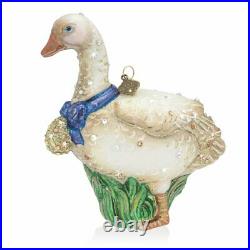 Jay Strongwater Goose With Golden Egg Glass Ornament #sdh2285-280 Brand Nib F/sh