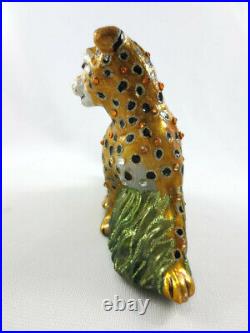 Jay Strongwater Hand Signed Cheetah Christmas Ornament Swarovski Crystals Enamel