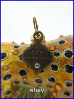 Jay Strongwater Hand Signed Cheetah Christmas Ornament Swarovski Crystals Enamel