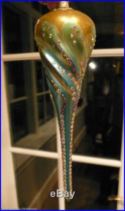 Jay Strongwater ICICLE Christmas Ornament Glass Enamel Swarovski Crystals #L31