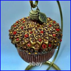 Jay Strongwater JEWELED ACORN 2004 Glass Ornament with Swarovski Crystals LE