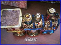 Jay Strongwater Jeweled TRAIN Glass Christmas Ornament with Swarovski Crystal