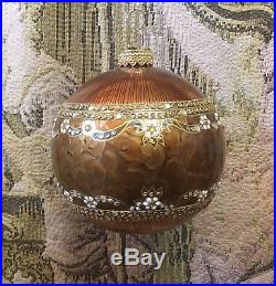 Jay Strongwater Large Globe Christmas Ornament with Swarovski Crystals 2002 Brown