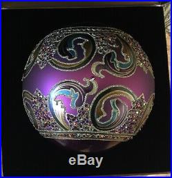 Jay Strongwater Large Globe Christmas Ornament with Swarovski Crystals 2002 Purple