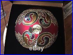 Jay Strongwater Large Globe Christmas Ornament with Swarovski Crystals 2002 Red