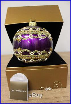Jay Strongwater Large Purple Globe Christmas Ornament with Swarovski Crystals 2002