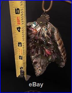 Jay Strongwater Leaf Christmas Ornament withSwarovski crystals & Enamel painted