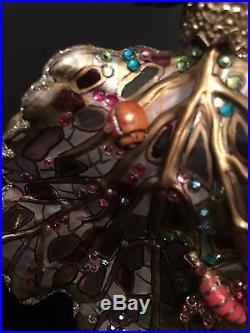 Jay Strongwater Leaf Christmas Ornament withSwarovski crystals & Enamel painted