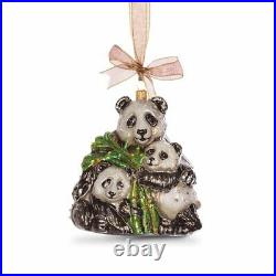 Jay Strongwater Mother & Baby Panda Glass Ornament #sdh2247-280 Brand Nib F/sh