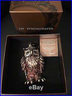 Jay Strongwater Owl Christmas Ornament withSwarovski Crystal, Enamel painting withBx