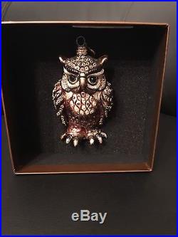 Jay Strongwater Owl Christmas Ornament withSwarovski crystal, Enamel painting BX