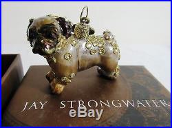 Jay Strongwater Pug Dog Christmas Ornament Made With Swarovski Crystals In Box