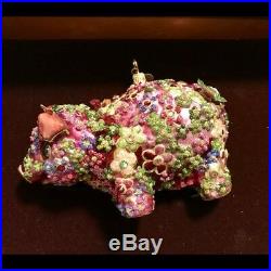 Jay Strongwater RARE Pink Blossom Pig swarovski crystal Christmas Tree Ornament