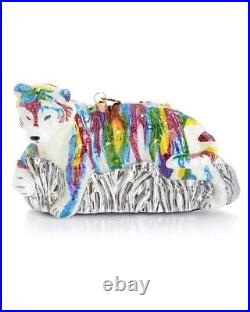 Jay Strongwater Rainbow Tiger Glass & Swarovski Crystal Ornament Brand New