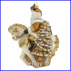 Jay Strongwater Santa On Horse Glass Ornament #sdh2279-232 Brand Nib Save$$ F/sh