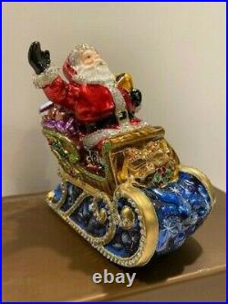 Jay Strongwater Santa On a Sleigh Christmas Ornament Original Box