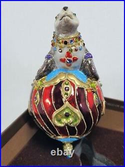 Jay Strongwater Seal On Circus Ball with Swarovski Crystals Christmas Ornament