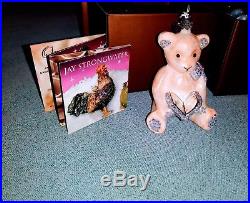 Jay Strongwater Teddy Bear Swarovski Glass Crystal Christmas Ornament-New-In Box