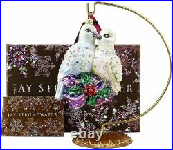 Jay Strongwater Two Turtle Doves Glass Ornament #sdh2239-250 Brand Nib Save$ F/s
