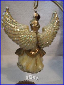 Jeweled Angel Gold Jay Strongwater Glass Ornament with Swarovski Crystals NIB