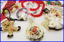 Kirks Folly Christmas Lot 9 pc set Necklace Bracelet Earrings Ornament Crystal