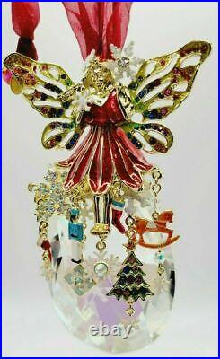 Kirks Folly Christmas Magic Fairy Crystal Ornament GOLD TONE Angel Charms