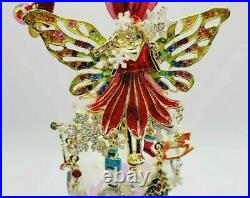 Kirks Folly Christmas Magic Fairy Crystal Ornament GOLD TONE Angel Charms