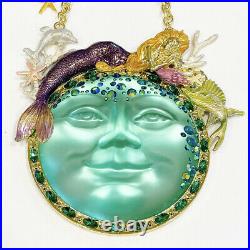 Kirks Folly Goddess Seaview Moon 88mm Mermaid Ornament goldtone / mermaid azure