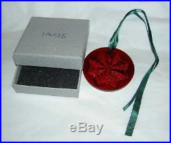 LALIQUE 2003 Noel Astre Star Snowflake Red Crystal Christmas Ornament New in Box