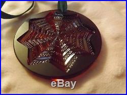 LALIQUE 2003 Noel Astre Star Snowflake Red Crystal Christmas Ornament withbox