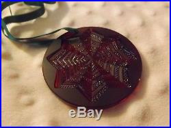 LALIQUE 2003 Noel Astre Star Snowflake Red Crystal Christmas Ornament withbox