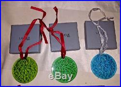 LALIQUE Crystal Christmas Ornament set of 5 HOLLY & MISTLETOE diff colors