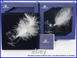 LOT 2 SWAROVSKI CRYSTAL Winter Bird Feather Clip Christmas Ornaments Figurine