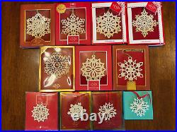 LOT OF 11 Lenox Snowflake Ornaments