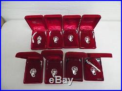 LOT OF 8 WATERFORD CRYSTAL 12 DAYS OF CHRISTMAS ORNAMENTS 1987-90 1992-95 BOX