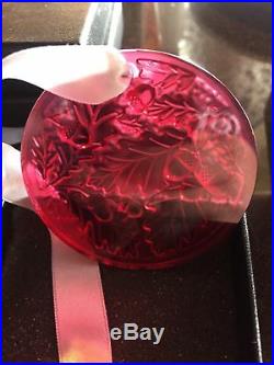 Lalique Annual Christmas Tree Ornament Red Chene Oak Acorn 2016 NIB NEW IN BOX
