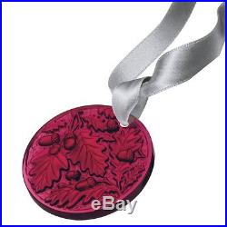 Lalique Crystal 2016 Annual Christmas Ornament Chene (Oak) Red 10549600