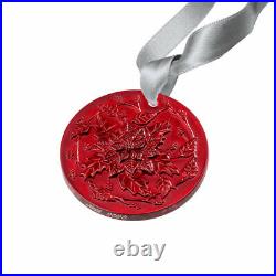 Lalique Crystal 2020 Poinsettia Red Christmas Ornament #10724800