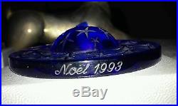 Lalique Crystal Annual Noel Ornaments 1993 & 1994 Stars Globe Clear & Sapphire