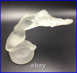 Lalique France Antique Crystal Glass Nude Woman Chrysis Hood Ornament Figurine