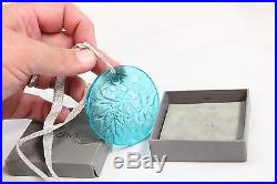 Lalique France Glass Crystal Christmas Ornament Tree Frosted Blue In Box
