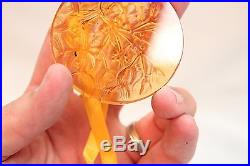 Lalique France Glass Crystal Christmas Ornament Tree Frosted Orange In Box