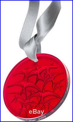 Lalique Swallows Red Christmas Ornament 2018 #10647100 BRAND NEW