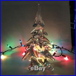 Large Vintage Art Glass Christmas Tree Statue HEAVY Display Twist Sigma CRYSTAL