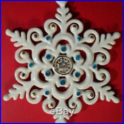 Lenox 2014 Annual Gemmed Snowflake Sapphire Blue Crystals 24K Gold RARE MIB
