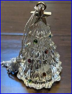 Lenox Full Lead Crystal Christmas Tree Ornament with Jewels Sterling Star Tassel