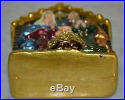 Lg Rare Jay Strongwater Nativity Scene Glass Crystal Christmas Holiday Ornament