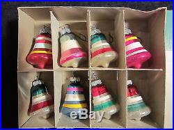 Lot of 12 Vintage Shiny Brite Glass Bell Christmas Ornaments In The Box